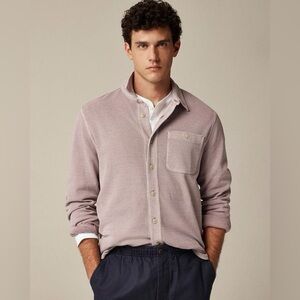 NWT Mens J Crew Purple Cotton waffle button up shirt shacket size medium flawed